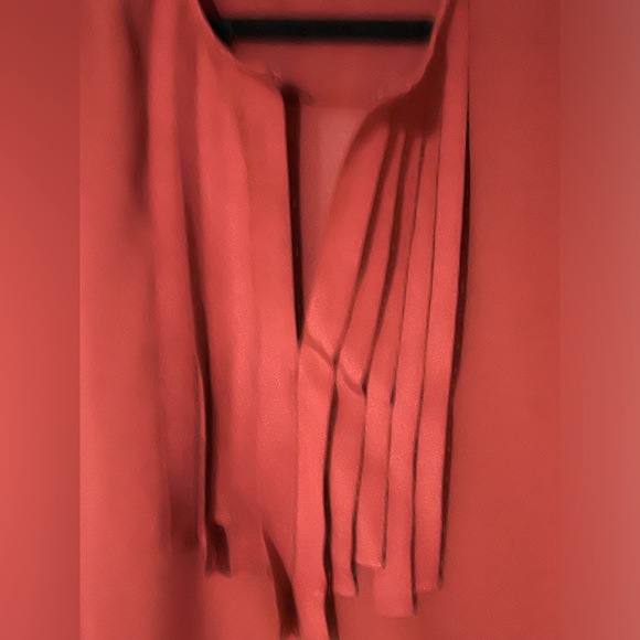 Deep orange thick strapped tank top with ribbon detail and button at top - Picture 3 of 4